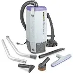 ProTeam Super Coach Pro 10 Backpack Vacuum with Xover Fixed-Length Two-Piece Wand, 10 qt, Gray/Purple