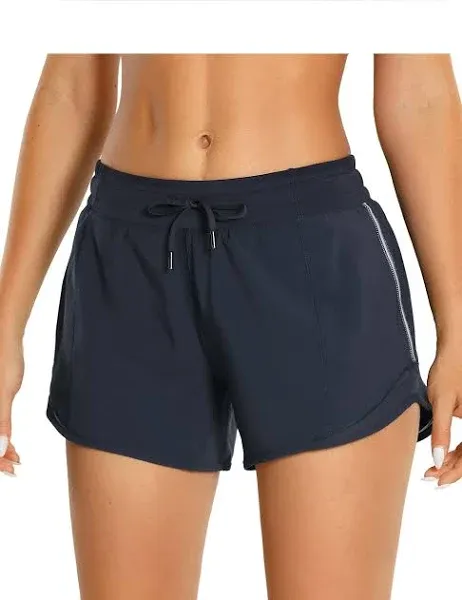 CRZ YOGA Womens Athletic Running Shorts with Zip Pocket