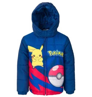 Pokemon Pikachu Zip Up Winter Coat Puffer Jacket