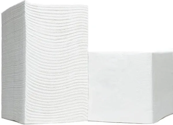 500 Pack Cocktail Napkins Paper - Quality 3-Ply White Beverage Napkins - Rest...