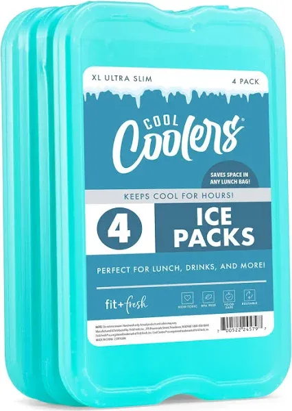 Cool Coolers by Fit Fresh Reusable & Long-Lasting XL Slim Ice Packs