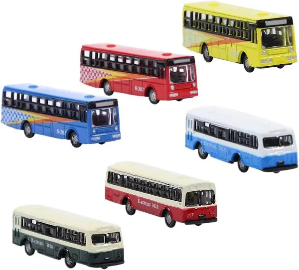 Evemodel Bs150 6pcs Diecast Model Buses Car 1:160 N Scale Streetscape Layout Railway Scenery Diy Train Layout Model Accessories Other As Shown