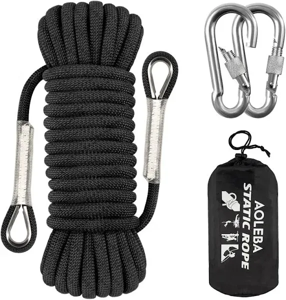 AOLEBA 10.5 mm Static Climbing Rope 10M(32ft) 20M(64ft) 30M(96ft) 50M(160ft) 70M(230ft) Outdoor Rock Climbing Rope, Escape Rope Ice Climbing Equipment Fire Rescue Parachute Rope