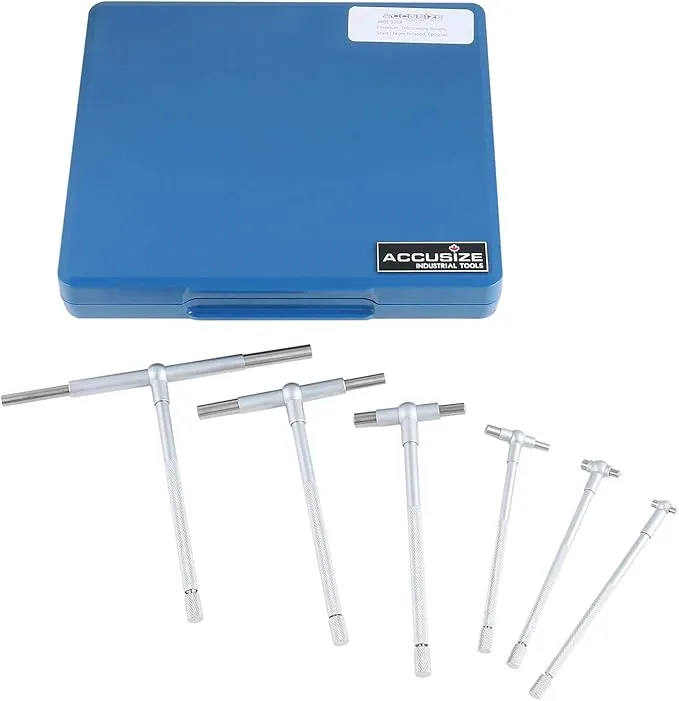 Accusize Industrial Tools Premium 5/16'' - 6", 6ps/Set Telescoping Gage Set, Satin Chrome Finished, 3602-5018