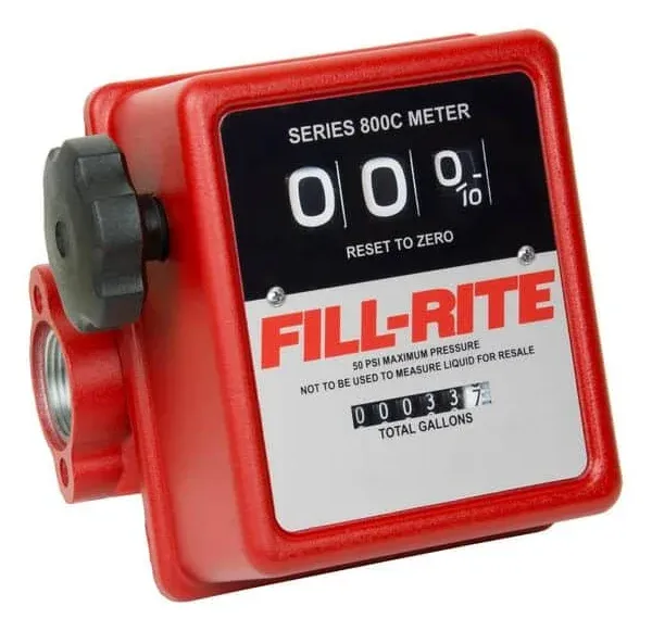 Fill-Rite 807C1 1 in. NPT Heavy Duty Mechanical Flow Meter (Gallons) w/ JME Install Kit