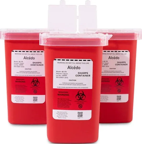 Alcedo Sharps Container 1 Quart 3-Pack