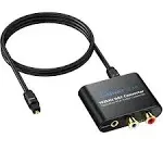 CAMWAY Digital to Analog Converter DAC Digital SPDIF Toslink to Analog Stereo Audio L/R Converter Adapter with Optical Cable for PS3 Xbox HD DVD PS4