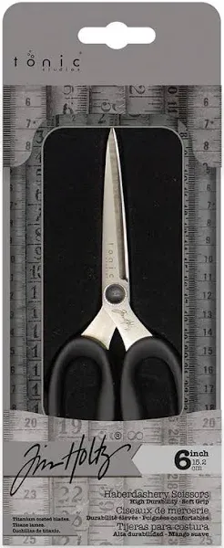 Tim Holtz Small Scissors - 6 Inch Scissors All Purpose for Cutting Fabric, Crafting, and Sewing - Heavy Duty Mini Scissors with Titanium Micro Point and Comfort Grip