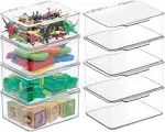 mDesign Plastic Playroom/Gaming Storage Organizer Box, Hinge Lid, 8 Pack, Clear - Clear