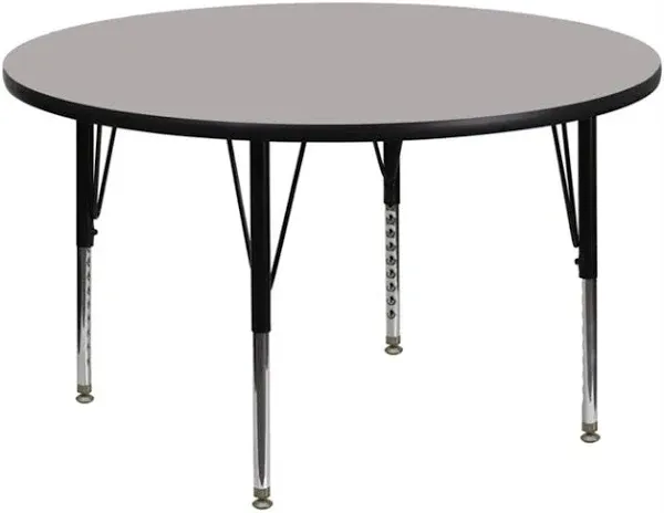 Flash Furniture XU-A48-RND-GY-H-A-GG 48" Dia. Round 21.25" - 31.25" Adjustable Height Gray Activity Table