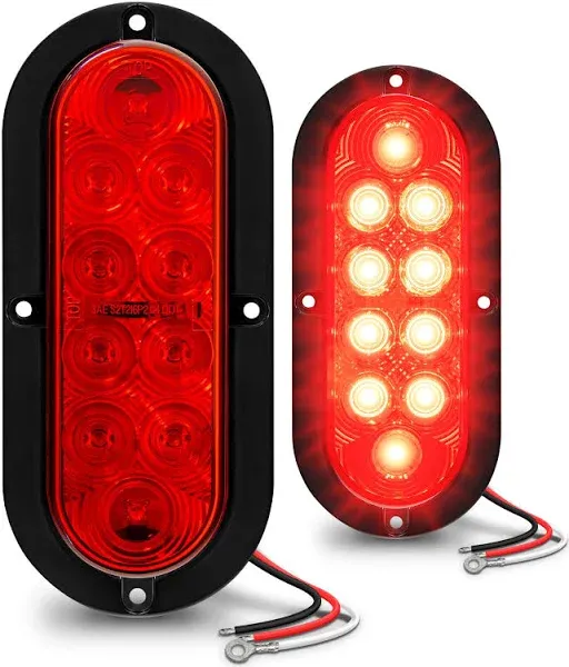 TRUE MODS 2pc 6 inch Red Oval LED Trailer Tail Light Kit [DOT 2 Pack, 