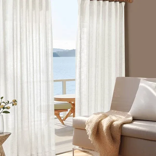 Linen Pinch Pleated Light Filtering Sheer Curtains