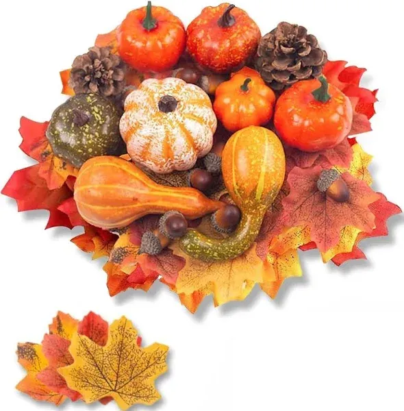 DomeStar 50 Pcs Thanksgiving Artificial Pumpkins and Gourds Set