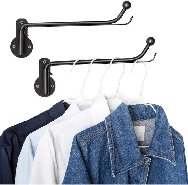 Wall Mounted Clothes Hanger with Swing Arm Holder Valet Hook Metal Hanging Rack