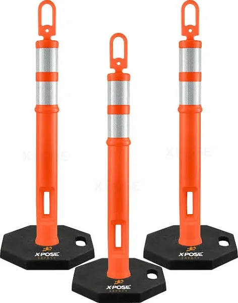 Xpose Safety 44" Orange Ring Top Delineator Post with Reflective Bands and 13 lb. Base DLRB-44-X