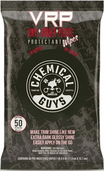 Chemical Guys VRP Vinyl, Rubber, Plastic Shine And Protectant Wipes - 50ct