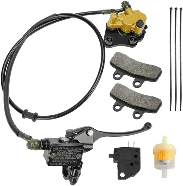 FVRITO Front Disc Hydraulic Brake Master Cylinder Caliper Assembly and Pads for 