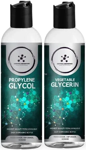 Compass Laboratory Propylene Glycol and Vegetable Glycerin 2 Pack Bundle 500mL Each Non-toxic, Safe, 100% Pure, USP Grade, Food Grade, PG and VG for S