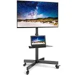 Rfiver Mobile TV Cart Rolling TV Stand with Tilt Mount Height Adjustable for 32