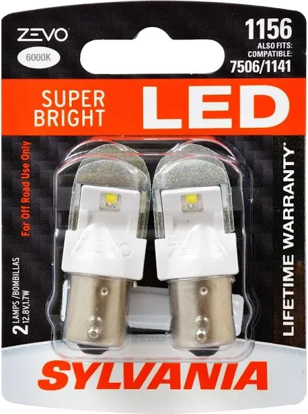 2-PK SYLVANIA 1156 ZEVO LED Super Bright 6000K Automotive Bulb - fits 7506, 1141