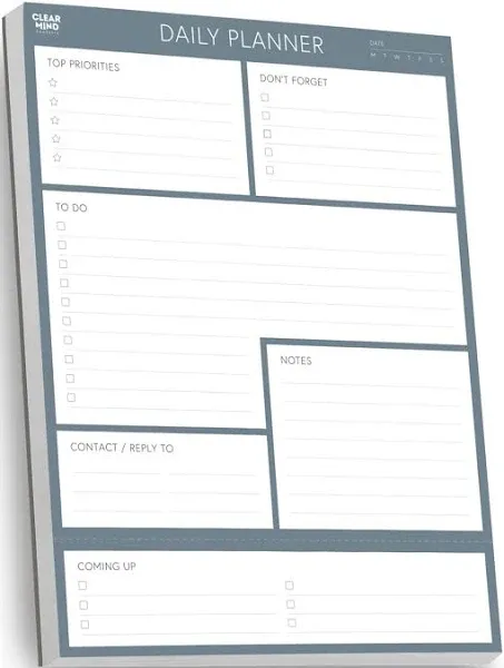 Daily Planner Desk Pad Notepad by Clear Mind Concepts® - Thick Tear-Off Paper...