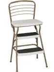 Cosco Chair/Step Stool 3&#039; Steel Frame/Vinyl Seat Gold w/ 225lbs Load Capacity