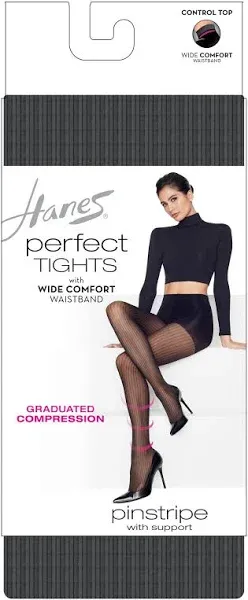 Hanes Women's Compression Control Top Pinstripe Perfect Tights