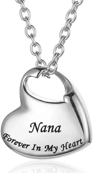 Stainless Steel Forever In My Heart Carved Memorial Urn Necklace