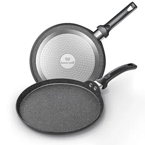 Nonstick Crepe Pan, 11 Inch Granite Coating Flat Skillet Dosa Tawa Tortilla Pan 