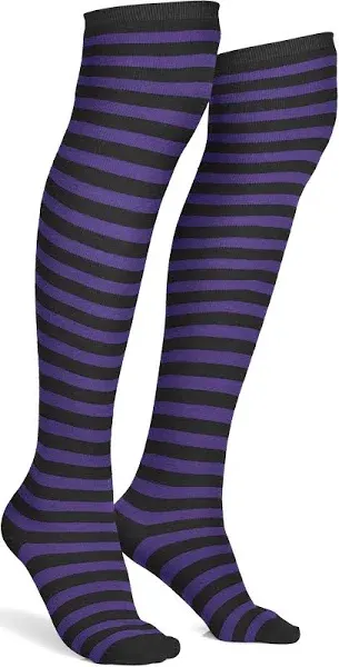 Skeleteen Over The Knee Striped Thigh High Socks