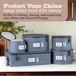 Hard Shell China Storage Containers 5-Piece Set Moving Boxes for Dinnerware, Gla