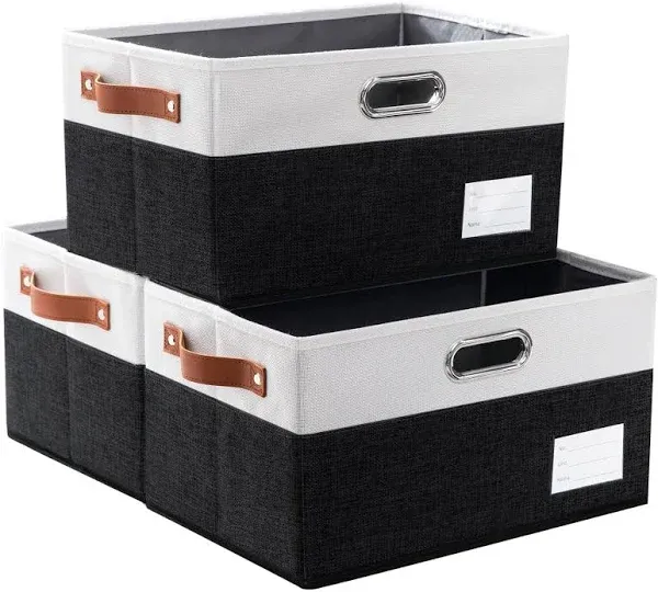 Large Collapsible Storage Bins for Closet [3-Pack] Decorative Fabric