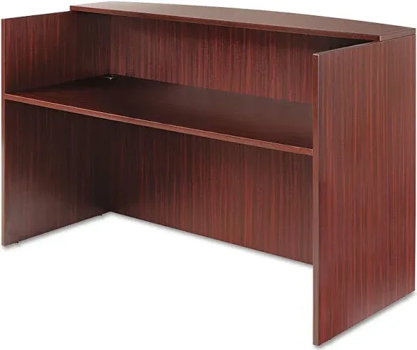 Alera® Valencia Series Reception Desk with Counter, 71w x 35.5d x 42.5h, Modern Walnut (ALEVA327236WA)