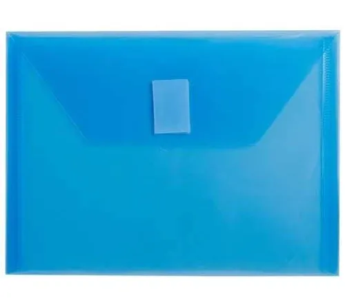 Letter Booklet Plastic Envelopes (9 3/4 x 13) with Hook and Loop Closure - Blue