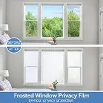 HIDBEA Frosted Window Privacy Film - Non Adhesive Static Cling Glass Stickers Sun UV Blocking Heat Control Door Covering Decals for Home Office, 17.5