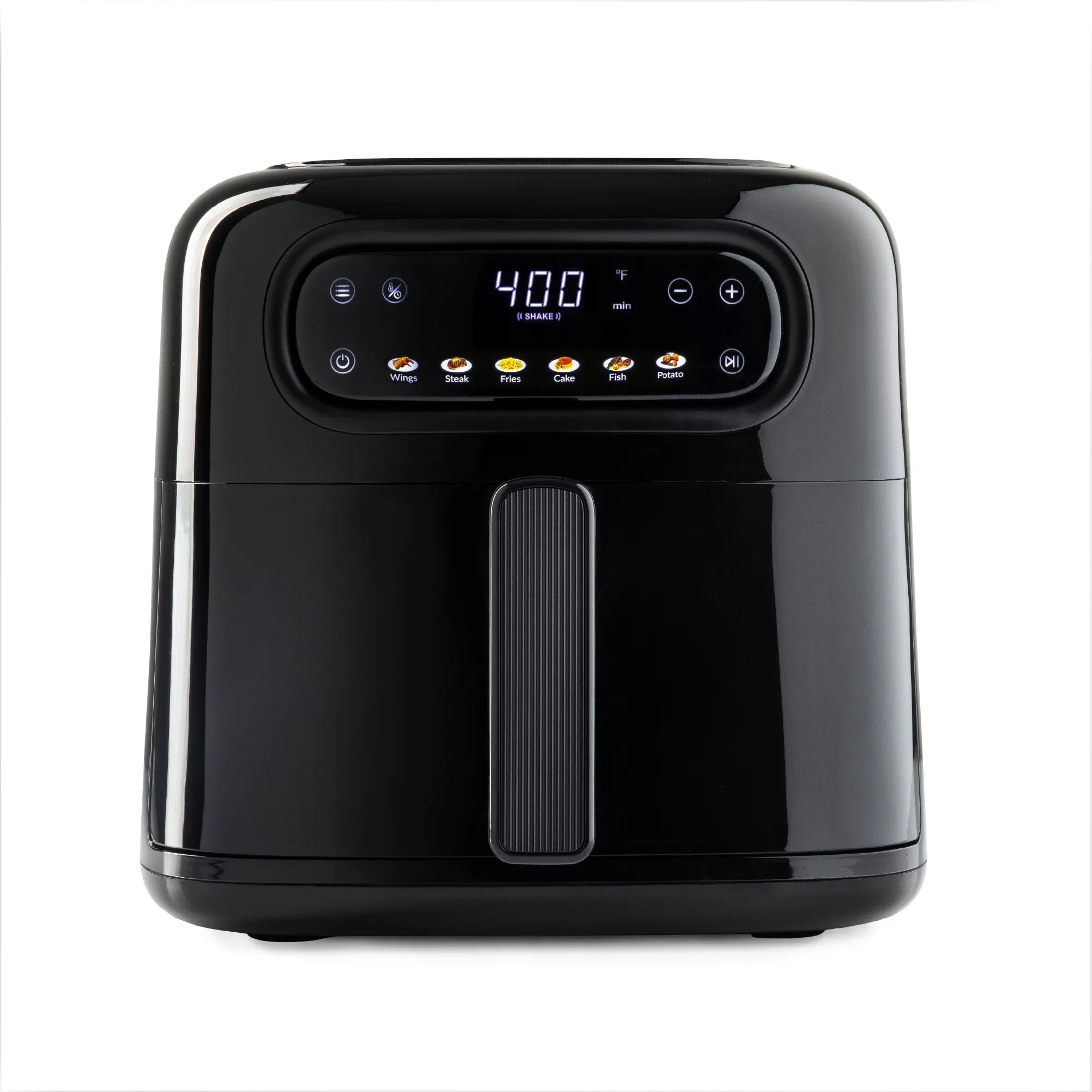 5qt Air Fryer Compact Design with 6-in-1 Cooking Presets and Colorful Menu Icons Black