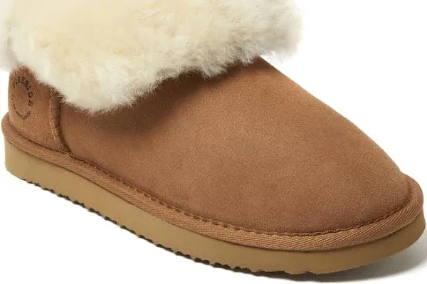 Dearfoams Women's Fireside By Perth Genuine Shearling Foldover Boot