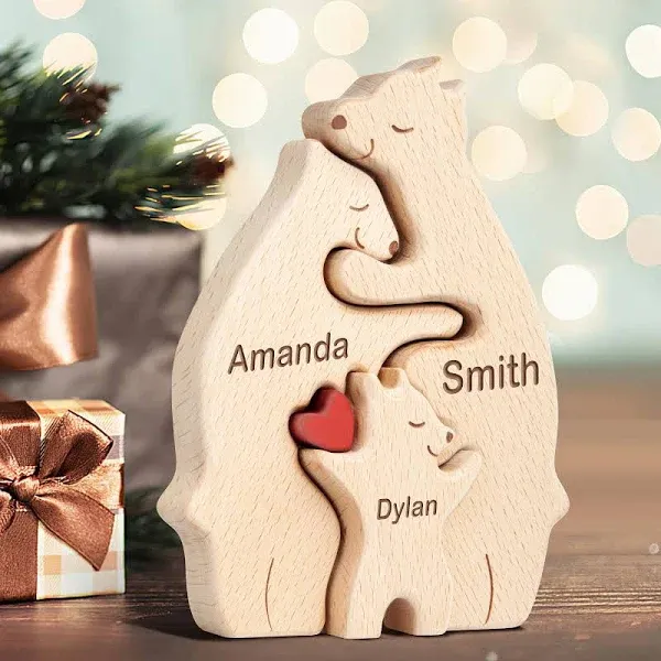 Personalized Wooden Bears Family Puzzle Gifts