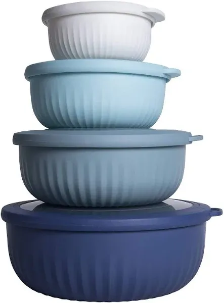 Cook with Color Prep Bowls - 8 Piece Nesting Plastic Meal Prep Bowl Set with Lids