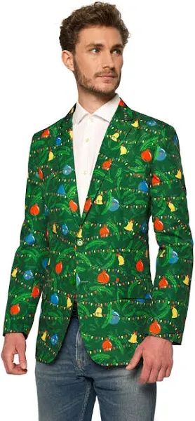 Men's Suitmeister Christmas Green Tree Light Up Blazer