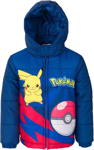 Kid Pokemon Pikachu Zip Up Winter Coat Puffer Jacket