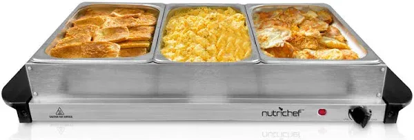 Nutrichef Electric 3 Tray Buffet Server Hot Plate Food Warmer (Open Box)