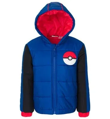 Pokemon Pikachu Zip Up Winter Coat Puffer Jacket