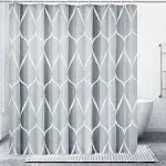 Gelbchu Grey Fabric Shower Curtain, Waterproof Design and Polyester Quick-Drying Weighted Hem