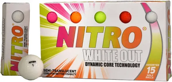 Nitro 15-Pk. White Out Golf Balls