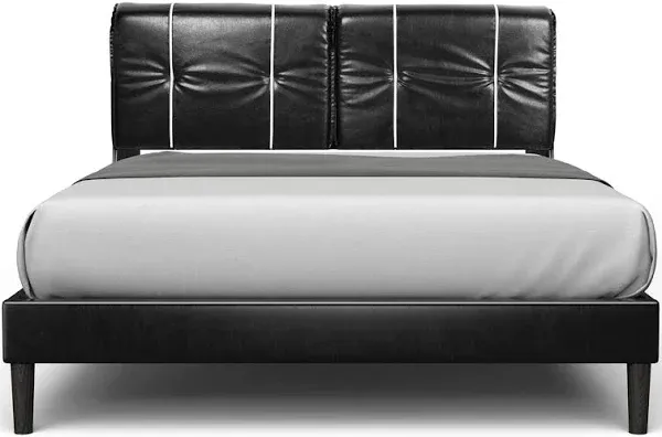 Queen Upholstered Low Profile Modern Platform Bed Frame