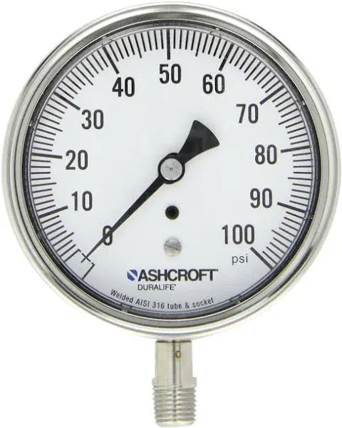 Ashcroft 35-1009-AWL-02<wbr/>L-1000 Pressure Gauge 3-1/2in 0-1000psi 1/4in Npt