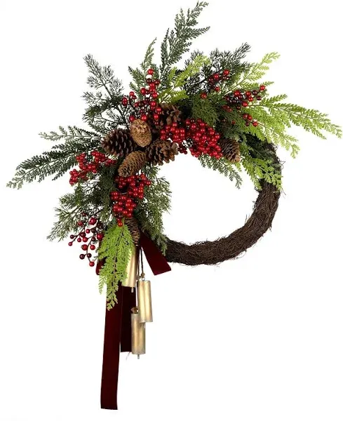 National Tree Company 24" Christmas Joy Chimes Wreath