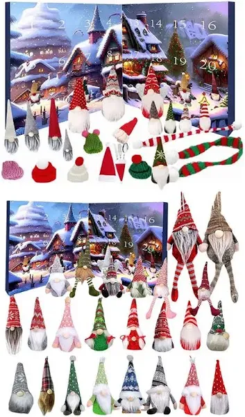 24 Days Christmas Gnome Advent Calendar Countdown Calendar