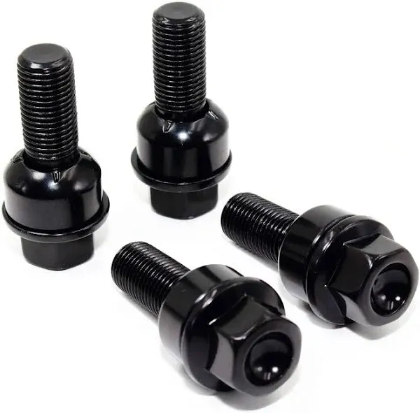 Set of 20 Veritek 14x1.5mm Black 29mm Thread R14 Radius Ball Seat Washer Lug Bolts for Porsche Factory Wheels